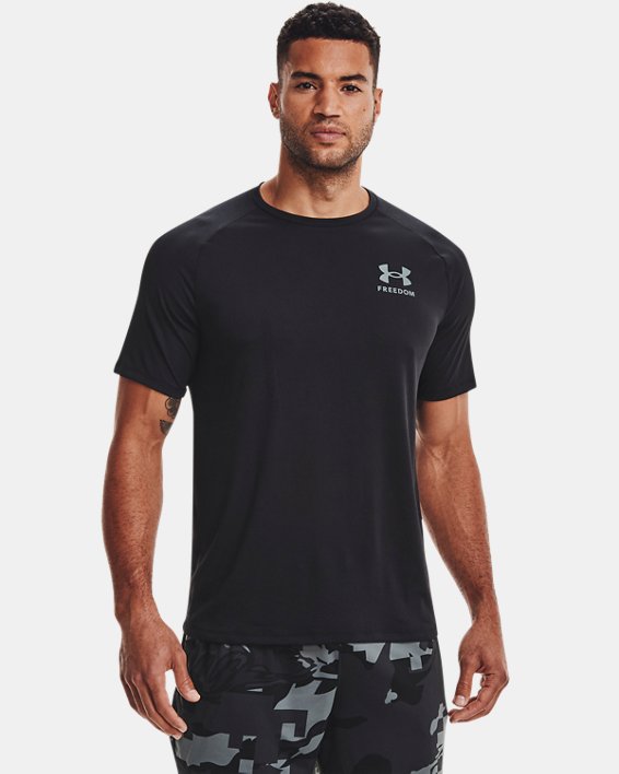 Men's UA Tech™ Freedom Short Sleeve T-Shirt, Black, pdpMainDesktop image number 0
